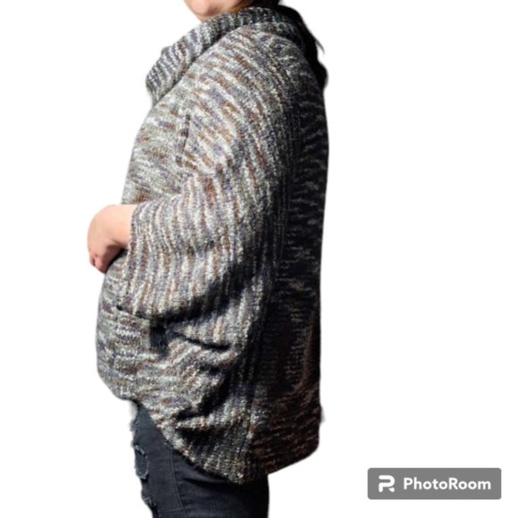 Chloe K Hi-Lo Multi Colored Boxy Poncho Sweater Size XL - Picture 2 of 12